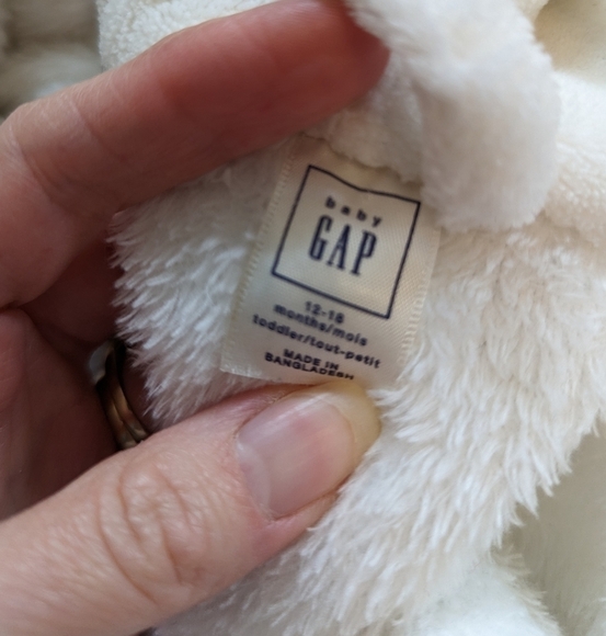BABY Gap soft Brannan bear fuzzy robe white 12-18 months - Picture 7 of 8